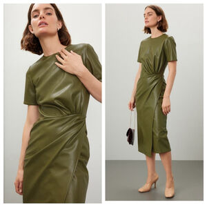 Shoshanna Rhea Faux Leather MIDI Dress